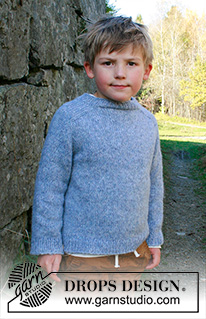 Outdoor Adventure / DROPS Children 40-19 - Pulôver para crianças tricotado de cima para baixo, com mangas martelo, em DROPS Air. Tamanhos: 3 - 14 anos.
