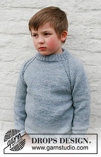 Strand Jumper / DROPS Children 40-3 - Knitted jumper for children in DROPS Alaska. The piece is worked top down with double neck and raglan. Sizes 2 to 12 years.