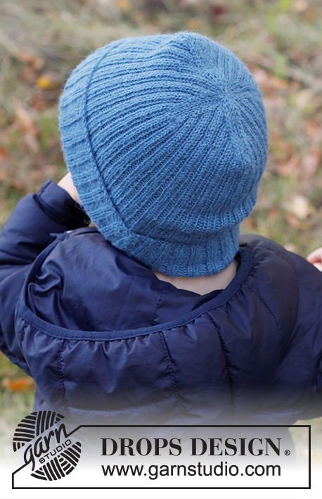 Blue Ridge / DROPS Children 40-31 - Gestrickte Mütze mit Rippenmuster für Kinder in DROPS Alpaca. Größe 2-14 Jahre.