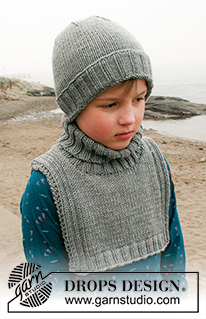 Little Trekker / DROPS Children 40-32 - Knitted hat and neck-warmer for children, in DROPS Big Merino. The piece is worked in stockinette stitch with ribbed edges. Sizes 2 to 12 years.