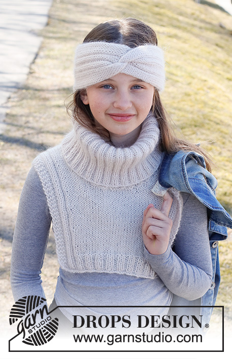 Tween Twinkle / DROPS Children 40-33 - Knitted head-band and neck-warmer with cable for children in DROPS Flora and DROPS Kid-Silk. The piece is worked with rib and stocking stitch. Sizes 2– 12 years.