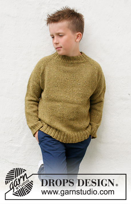 Just in Tweed / DROPS Children 40-9 - Knitted sweater for children in DROPS Soft Tweed. The piece is worked top down, with raglan. Sizes 3-14 years.