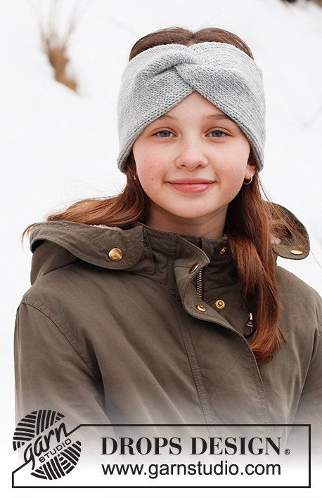 Winter Smiles Headband / DROPS Children 41-20 - Kötött fejpánt csavartmintával, gyermekeknek, DROPS Merino Extra Fine fonalból. 2 - 12 éveseknek való méretekben