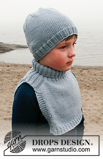 Mister Chill / DROPS Children 41-26 - Knitted hat and neck warmer for kids in DROPS Merino Extra Fine. Piece is knitted in stocking stitch with edges in rib and increase for saddle shoulder. Size 2 to 12 years