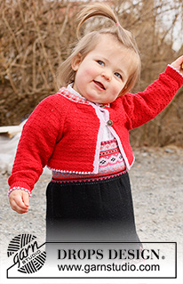 Hipp Hipp Hurra Jacket / DROPS Children 44-2 - Dětský a baby krátký raglánový kabátek s norským vzorem pletený shora dolů z příze DROPS Baby Merino. Velikost 6 měsíců – 6 let.