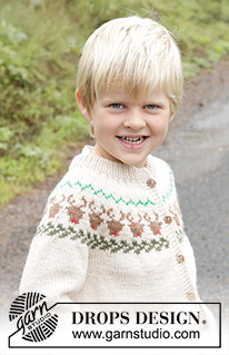 Reindeer Dance Cardigan / DROPS Children 47-17 - Dětský propínací svetr s kruhovým sedlem a pestrobarevným norským vzorem se soby pletený shora dolů z příze DROPS Daisy. Velikost 2 – 14 let. 
