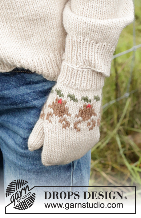 Reindeer Dance Mittens / DROPS Children 47-19 - Knitted mittens for children in DROPS Daisy. The piece is worked bottom up, with multi-colored reindeer pattern. Sizes 2 – 14 years.