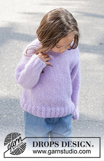 Smiling Lavender Sweater / DROPS Children 47-2 - Dětský pulovr pletený zdola nahoru lícovým žerzejem z příze DROPS Melody. Velikost 2 až 12 let.