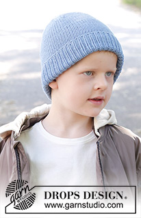 Bright Sky Hat / DROPS Children 47-26 - Dětská čepice pletená zdola nahoru lícovým žerzejem z příze DROPS Big Merino. Velikost: 2 - 12 roky.