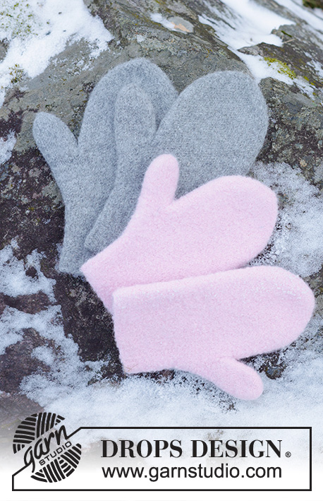 Snowslide Mittens / DROPS Children 47-34 - Dětské plstěné rukavice - palčáky pletené z příze DROPS Lima. Velikost: 2 - 12 roky.