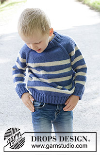 Meet the Captain / DROPS Children 47-5 - Strikket genser til barn i DROPS Karisma. Arbeidet strikkes ovenfra og ned med striper, dobbel halskant og raglan. Størrelse 2 – 12 år.
