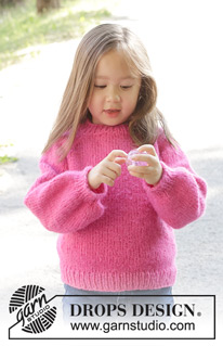 Cherry Soda / DROPS Children 47-9 - Strikket genser til barn i DROPS Air. Arbeidet strikkes ovenfra og ned med raglan og ballongermer. Størrelse 2 – 12 år.