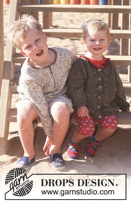 Emil / DROPS Children 8-6 - Sweter na drutach, z suwakiem, z włóczki DROPS Safran