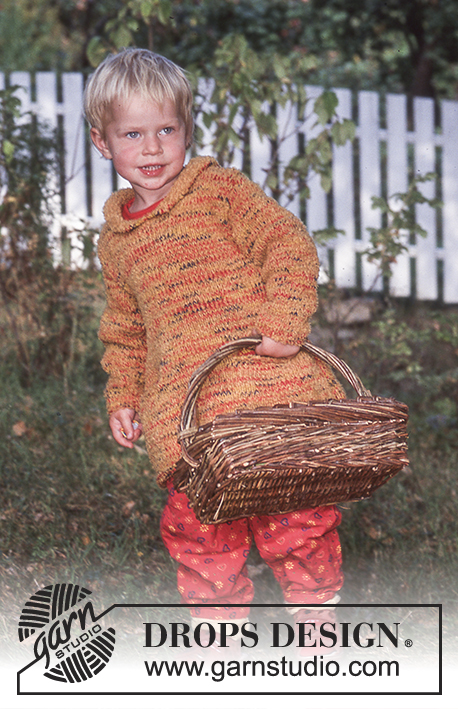 October Giggles / DROPS Children 9-10 - Sweter na drutach, z włóczek DROPS Baby-Ull i Coton Frisé