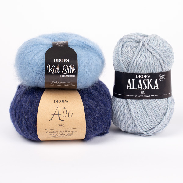 Yarn combinations knitted swatches air09-alaska62-kidsilk08