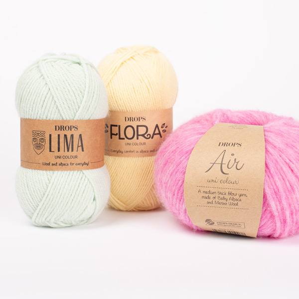 Yarn combinations knitted swatches air52-flora56-lima9031