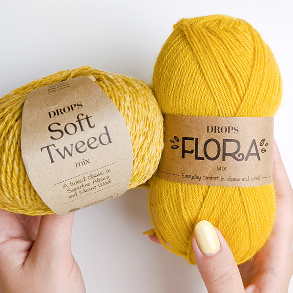 Yarn combinations knitted swatches flora17-softtweed14