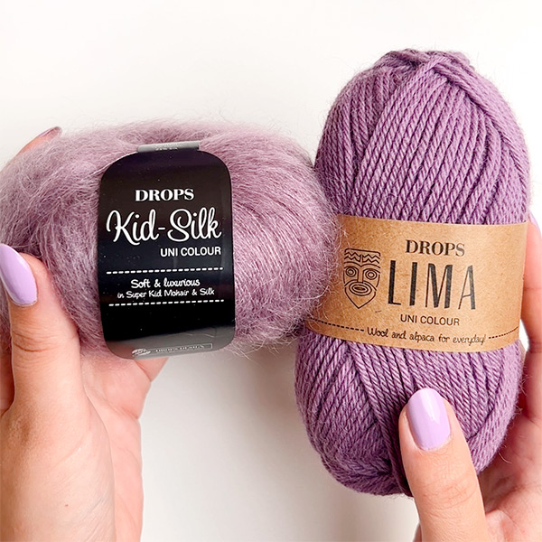 Yarn combinations knitted swatches kidsilk5-lima4088