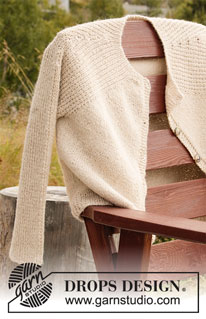 Winter Wheat Jacket / DROPS 206-47 - Casaco tricotado de cima para baixo, com cavas raglan e mangas em ponto texturado, em DROPS Puna ou DROPS Soft Tweed. Do S ao XXXL.