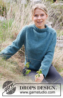 Glacier Waters / DROPS 216-9 - Knitted jumper with saddle shoulders in DROPS Lima or DROPS Soft Tweed. The piece is worked top down. Sizes S - XXXL.