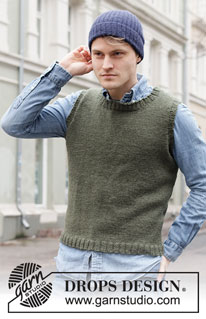 Georgetown Vest / DROPS 219-1 - Knitted vest for men in DROPS Karisma. The piece is worked top down with round neck and ribbed edges. Sizes S - XXXL.