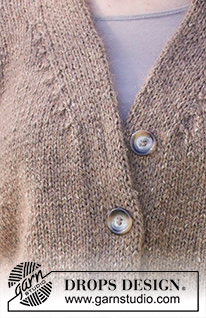 Tweed Casual / DROPS 237-38 - Knitted jacket in DROPS Soft Tweed and DROPS Kid-Silk. Piece is knitted bottom up with V-neck and double knitted band. Size XS – XXL.