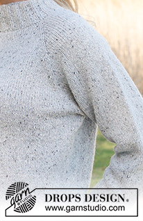 Back to Boston / DROPS 237-40 - Knitted jumper in DROPS Soft Tweed eller DROPS Daisy. The piece is worked top down with raglan and double neck. Sizes S - XXXL.