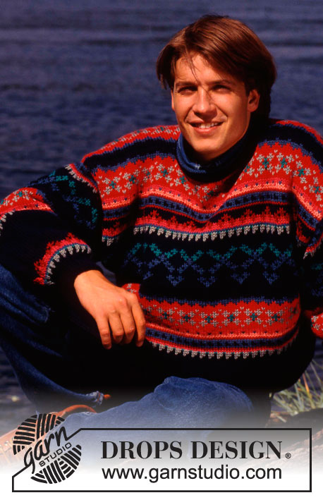 DROPS 27-12 - Sweter damski lub męski na drutach, z żakardem norweskim z włóczki DROPS Alaska. Od S do L.
