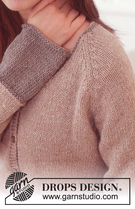Sarafina / DROPS 74-26 - Rozpinany sweter na drutach, z włóczek DROPS Angora-Tweed i Bomull-Lin