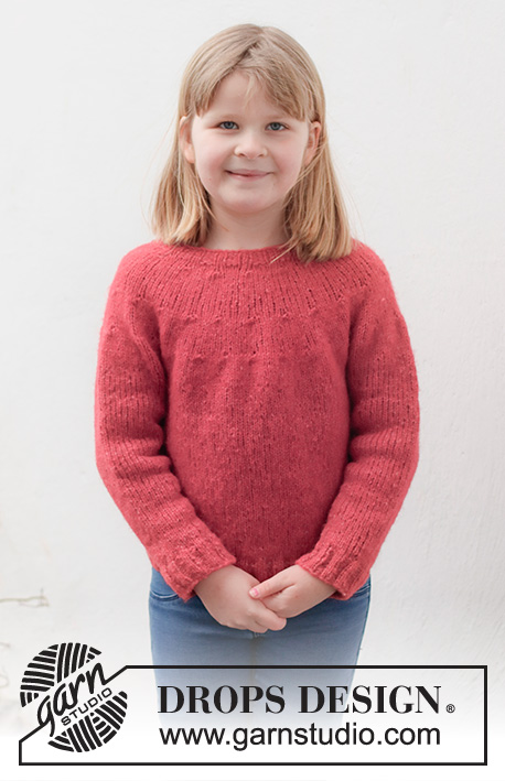 Autumn Flower / DROPS Children 40-2 - Knitted sweater for children in DROPS Air. The piece is worked top down with round yoke. Sizes 3 to 14 years.