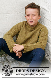 Just in Tweed / DROPS Children 40-9 - Pulôver para criança tricotado de cima para baixo em DROPS Soft Tweed, com cavas raglan. Tamanhos: 3-14 anos.