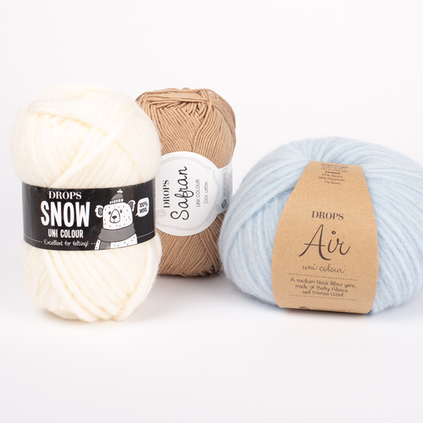 Yarn combinations knitted swatches air18-safran21-snow01