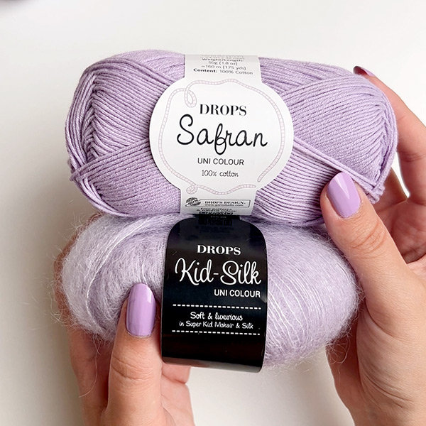 Yarn combinations knitted swatches kidsilk9-safran70